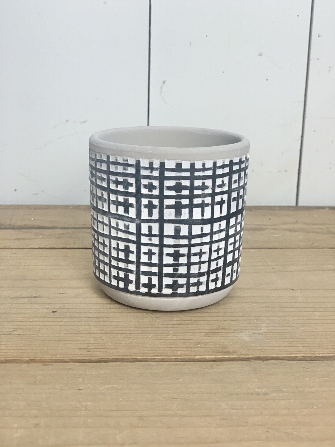 Small Black and White Cement Patterned Pots - Image 8