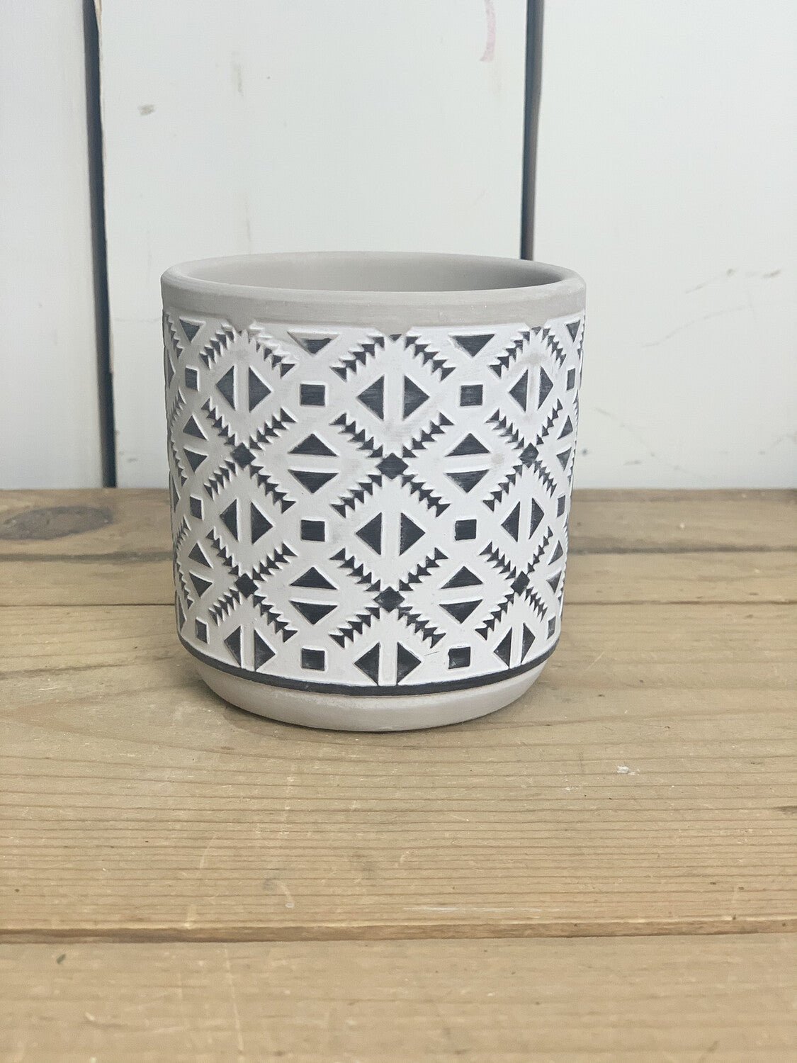 Small Black and White Cement Patterned Pots - Image 6
