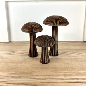 Carved Wooden Mushrooms, 3 sizes available