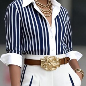 Elegant Artistic Striped Print Shirt
